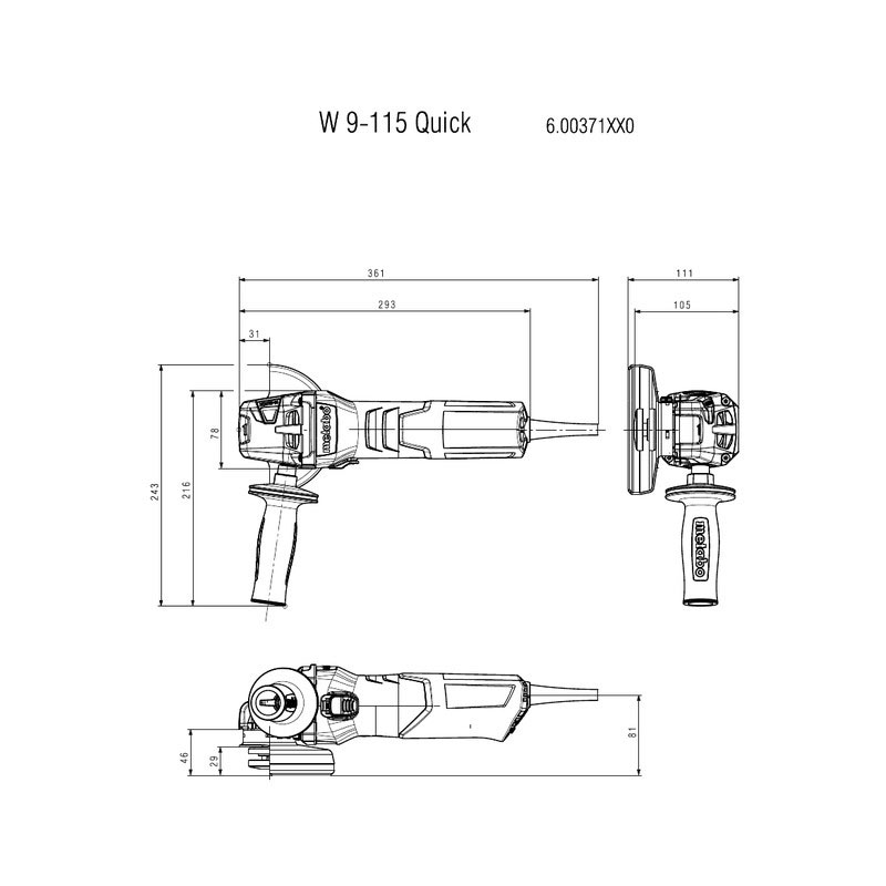 Metabo - Ugaona brusilica W 9-115 Quick - 600371000